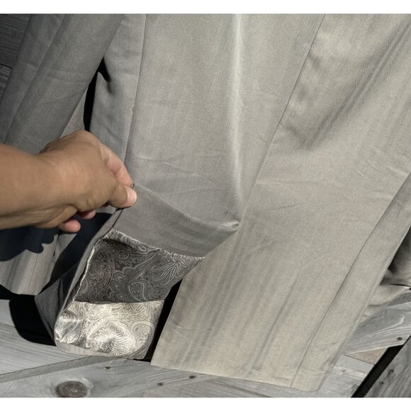 Chaps Mens Gray Blazer Jacket With Paisley Lining Single-Breasted Two-Button Siz - Picture 8 of 8